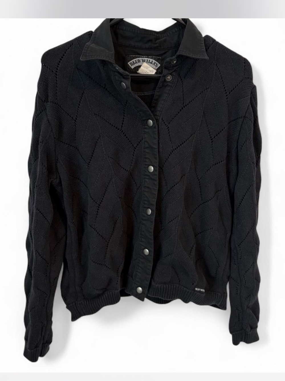 Vintage Blue Willi’s Black Knit Button-Up Sweater XL